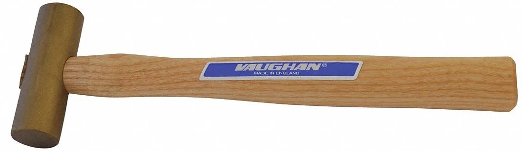Vaughan brass mallet with wooden handle, 10 in overall length