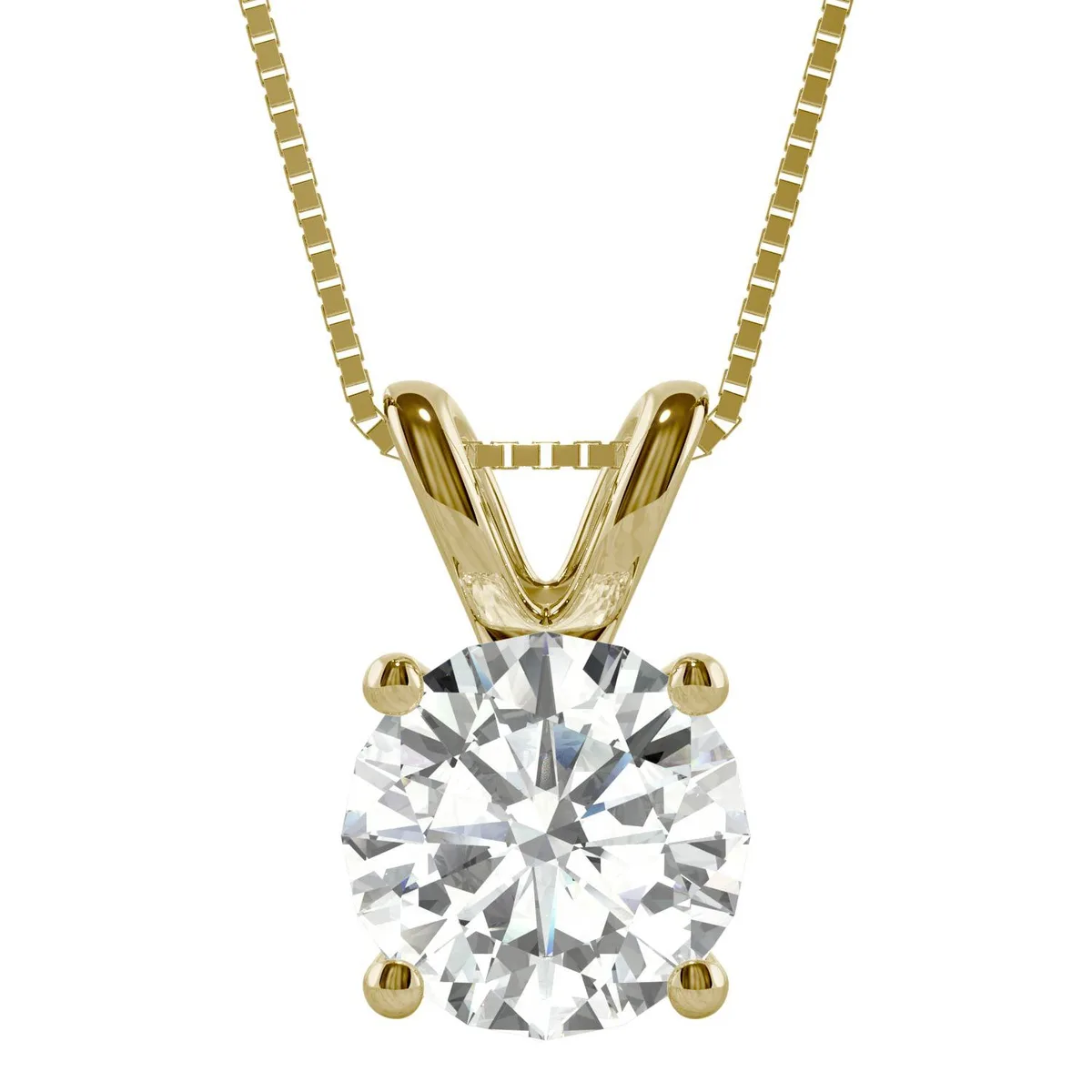 Charles &amp; Colvard Charles &amp; Colvard 14K Yellow Gold Moissanite Round Solitaire Pendant 3.10ct DEW 9.5mm — product photo