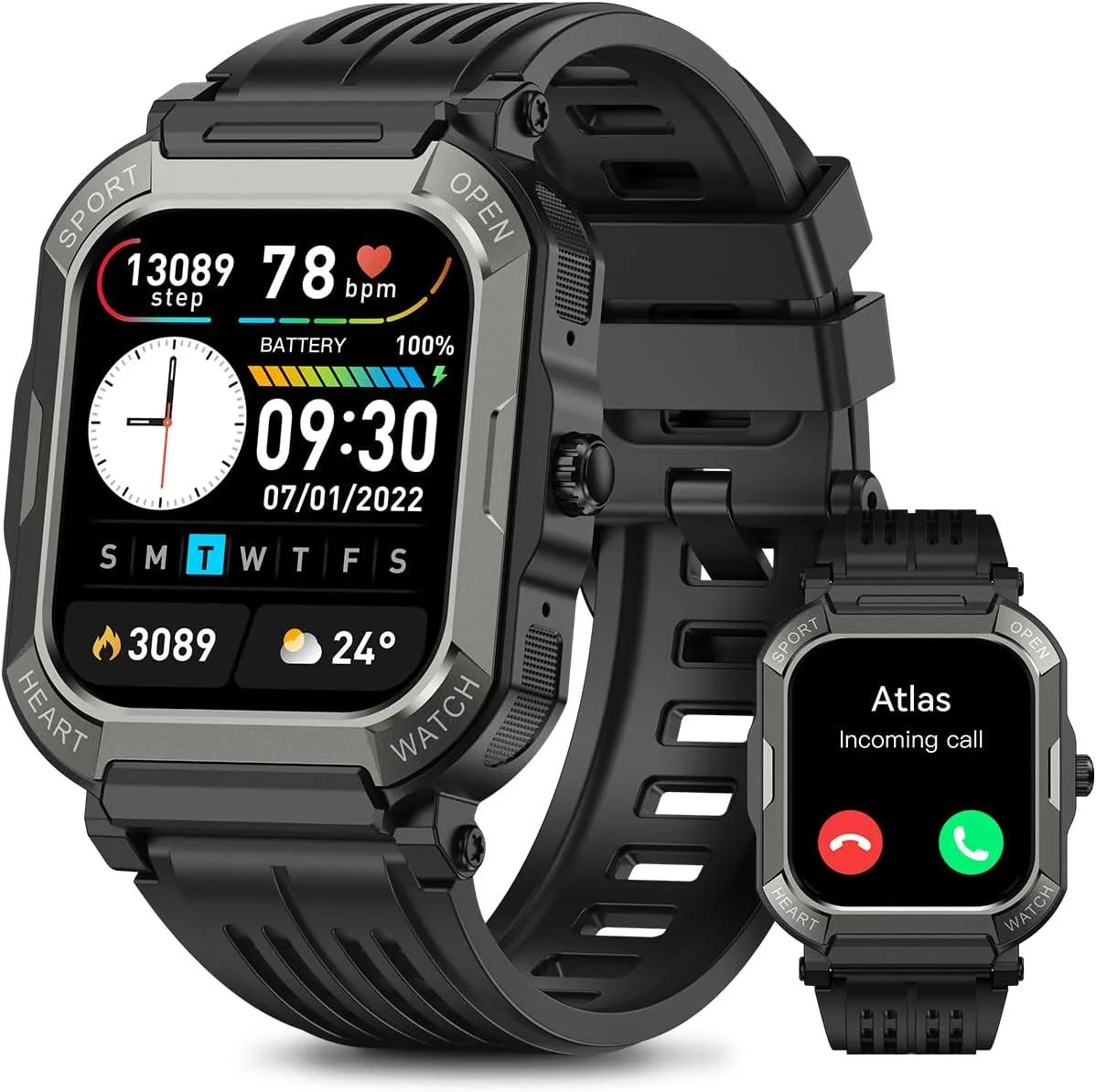 IHDAPP IHDAPP Military Smart Watch 1.91" Black 380mAh 110+ Modes — product photo