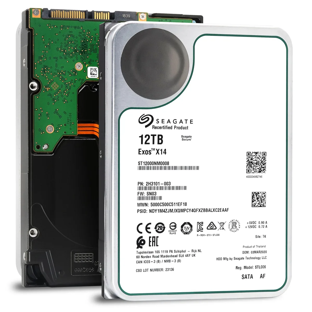 Seagate Seagate Exos X14 12TB SATA 7200 RPM 3.5" internal hard drive ST12000NM0008Product — product photo