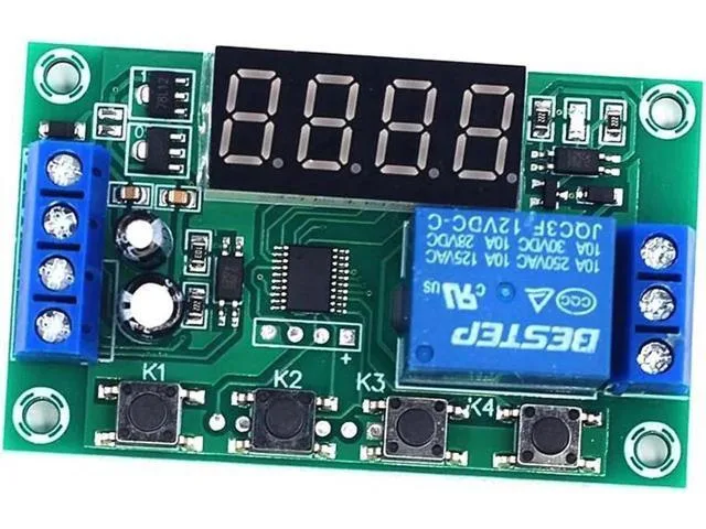 Green circuit board with relay and adjustment knob
