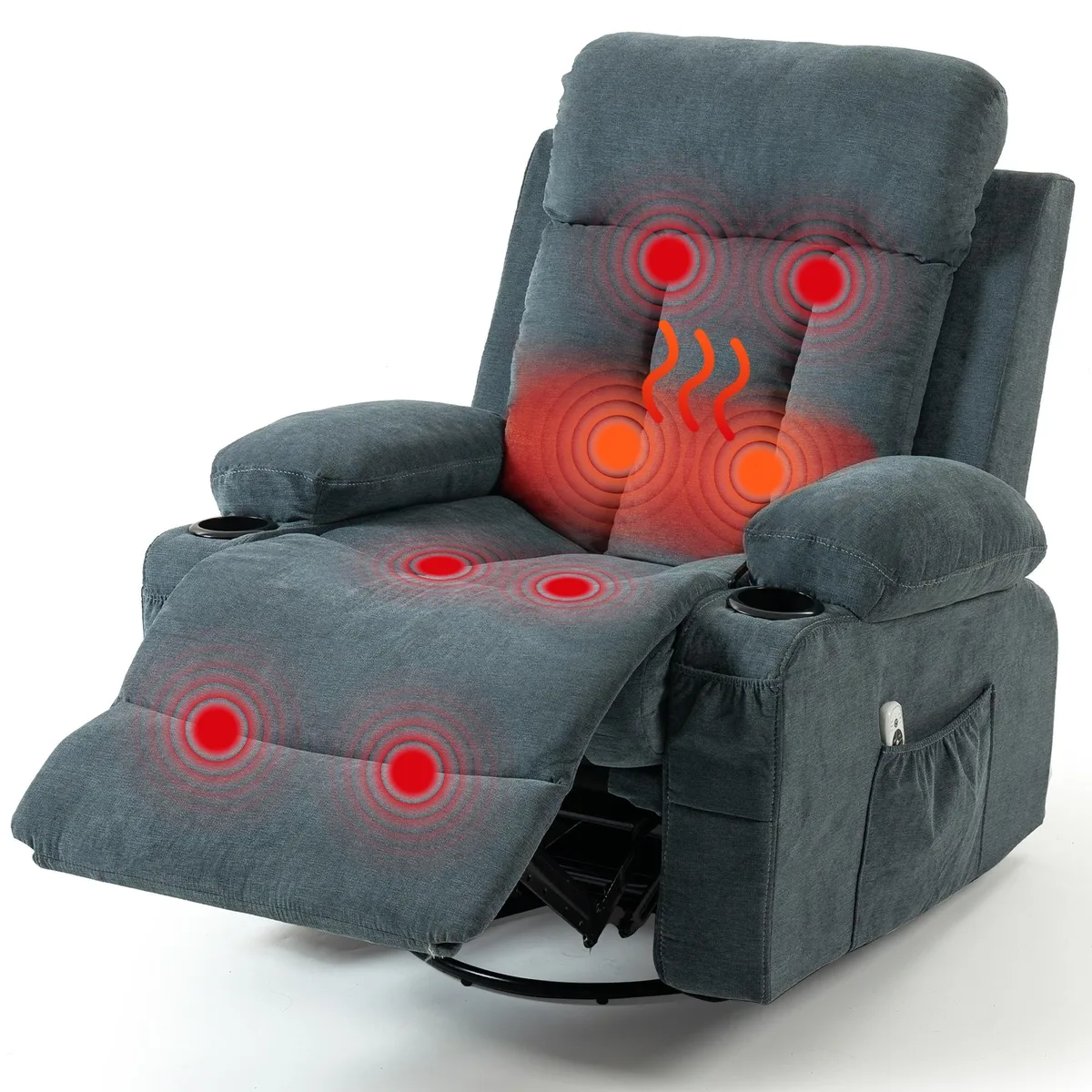 VANBOW VANBOW Rocker Recliner Blue 360° Swivel 20° Rock 160° Recline — product photo