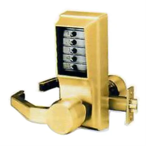 Simplex Simplex L1011LH-3 Bright Brass Mechanical Lever Pushbutton Combination Left Hand Door Lock — product photo