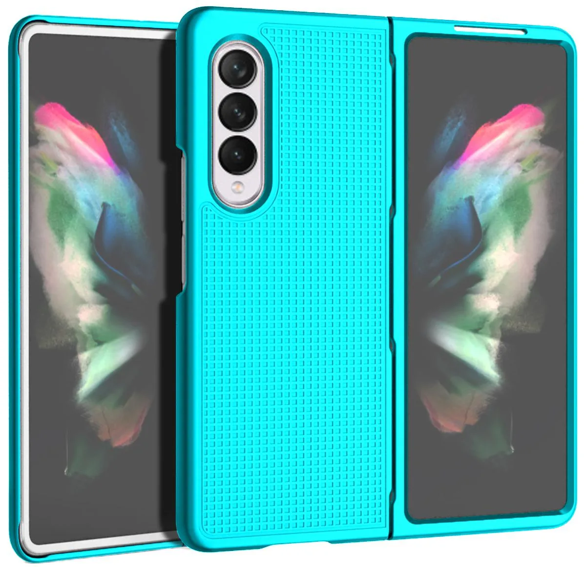 Nakedcellphone Nakedcellphone Textured Grid Case Slim Protective Cover Teal for Samsung Galaxy Z Fold 3 5G (2021, SM-F926) — product photo