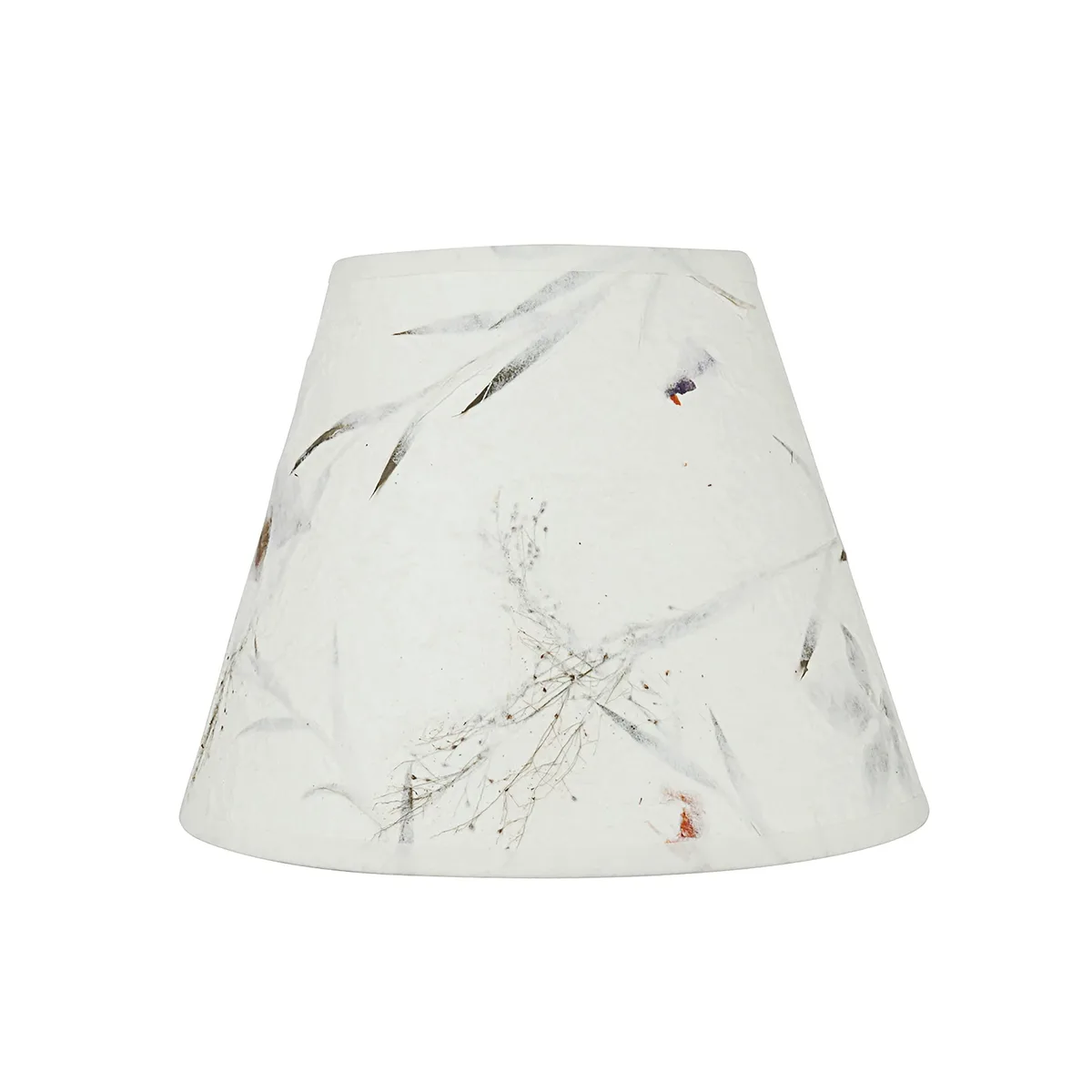 Off-white paper empire lamp shade with leaf and petal pattern, UNO fitter, 9 inch base