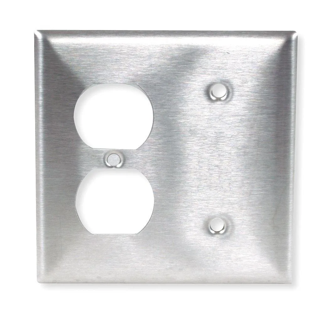 Hubbell Incorporated Hubbell Incorporated SS138 2-Gang Duplex/Blank Switch Plate — product photo