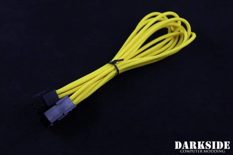 Darkside Computer Modding Darkside Computer Modding 8-Pin PCI-E 12" HSL Braid Extension Cable Yellow II UV DS-0436 — product photo