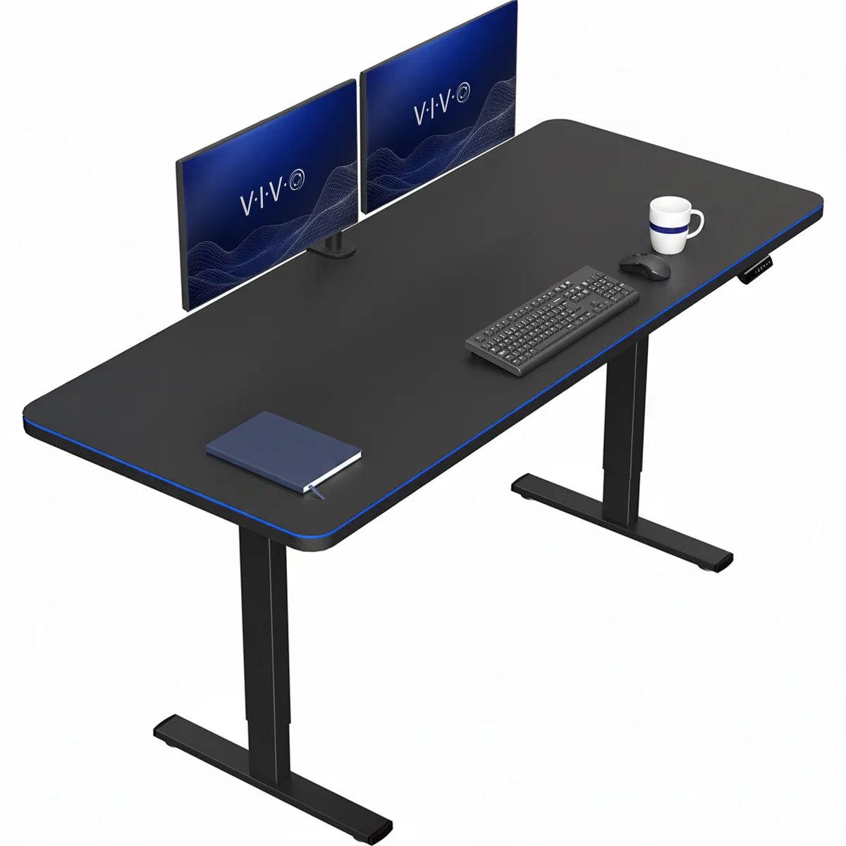 VIVO VIVO Electric 71 x 30 Standing Desk with RGB Pad, Black Top, Black Frame — product photo