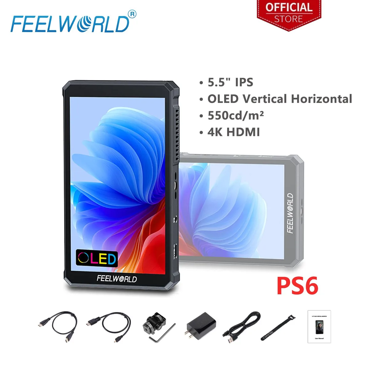 Feelworld Feelworld PS6 5.5" OLED 1080x1920 4K HDMI 2.0 Monitor — product photo