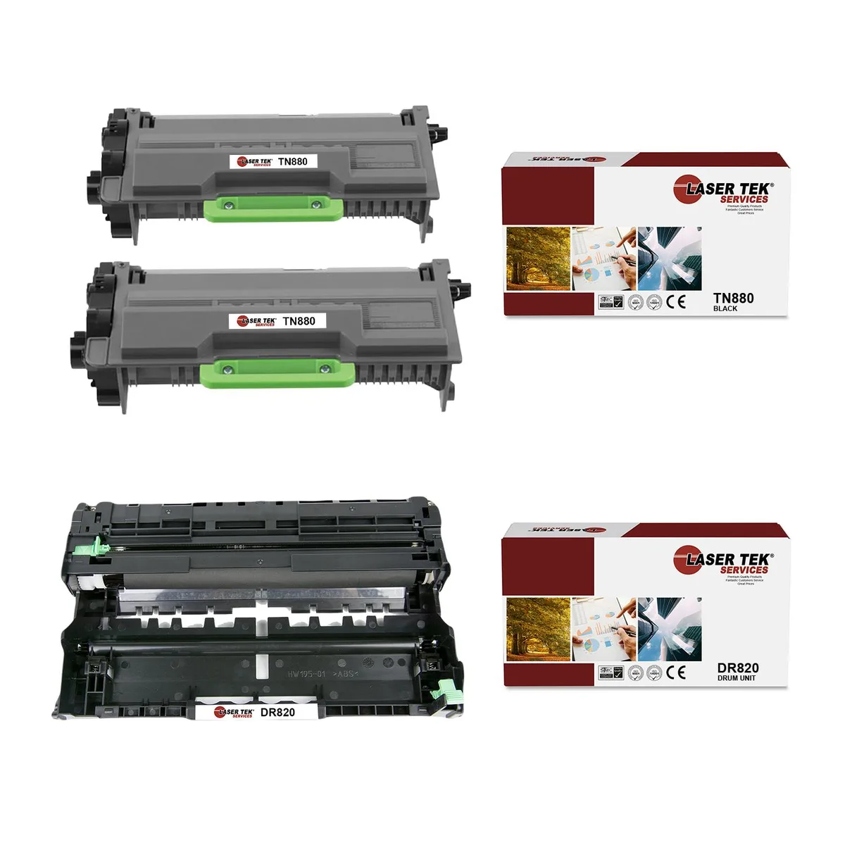 Laser Tek Services Laser Tek Services TN880 &amp; DR820 3PK Toner Cartridge &amp; Drum Unit — product photo