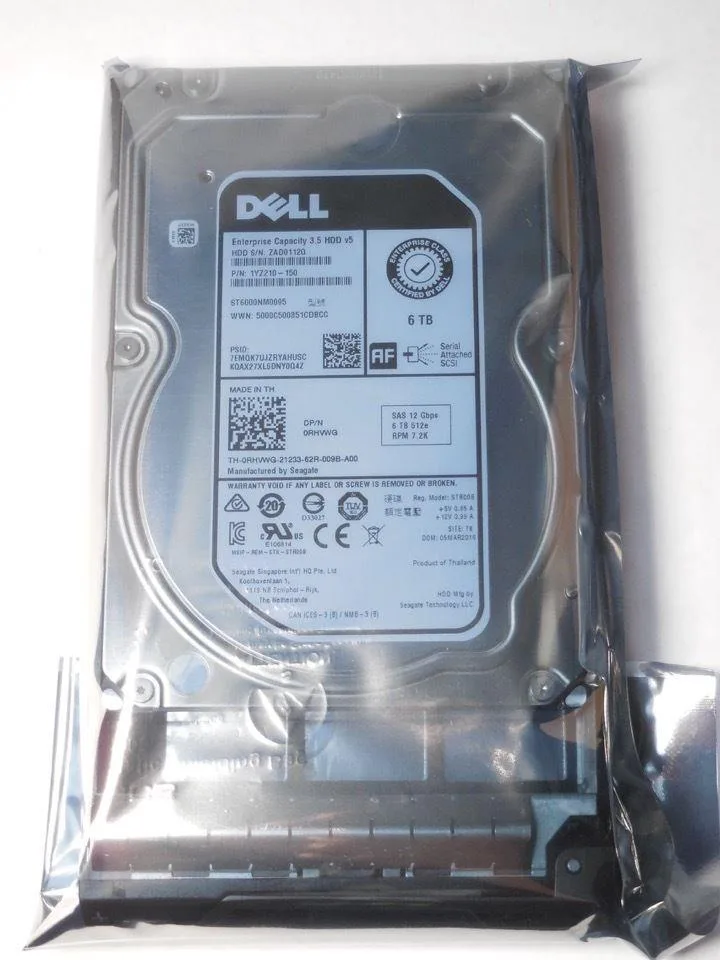 DELL DELL RHVWG 6TB 7.2K SAS 3.5" 12Gb/s HDD W/TRAY F238F FS — product photo
