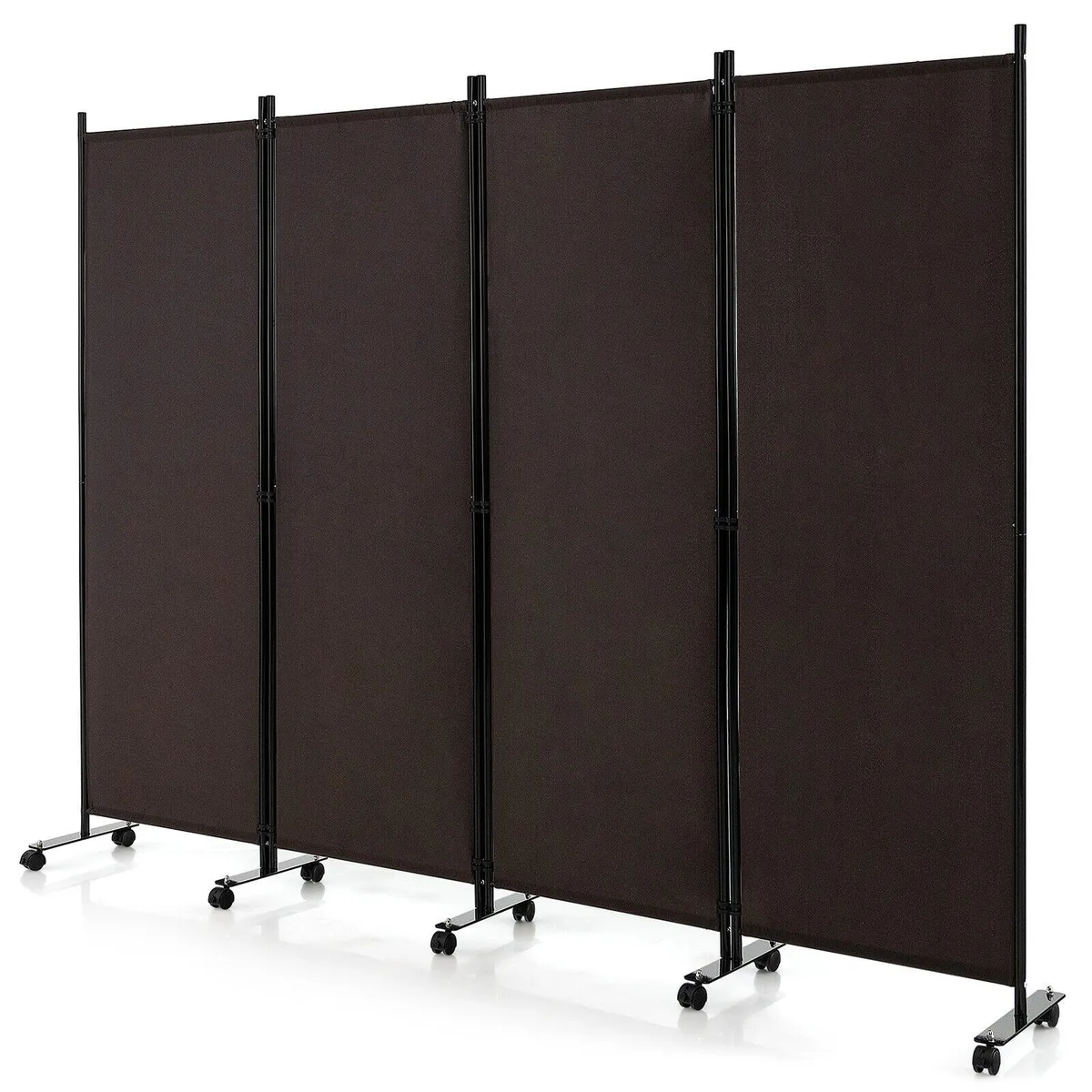 SlickBlue SlickBlue 4-Panel Folding Room Divider 6 ft Brown 10 Lockable Wheels — product photo