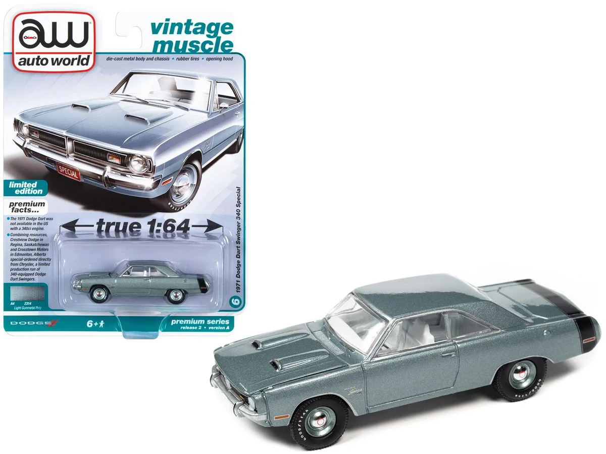 auto world Auto World 1971 Dodge Dart Swinger 340 Vintage Muscle Ltd Ed 1/64 Diecast — product photo