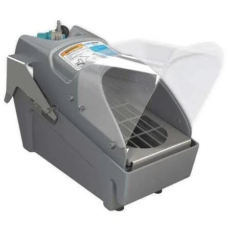 White plastic footwear sanitizing unit, rectangular box shape, 22in high, 26in long, 14in wide