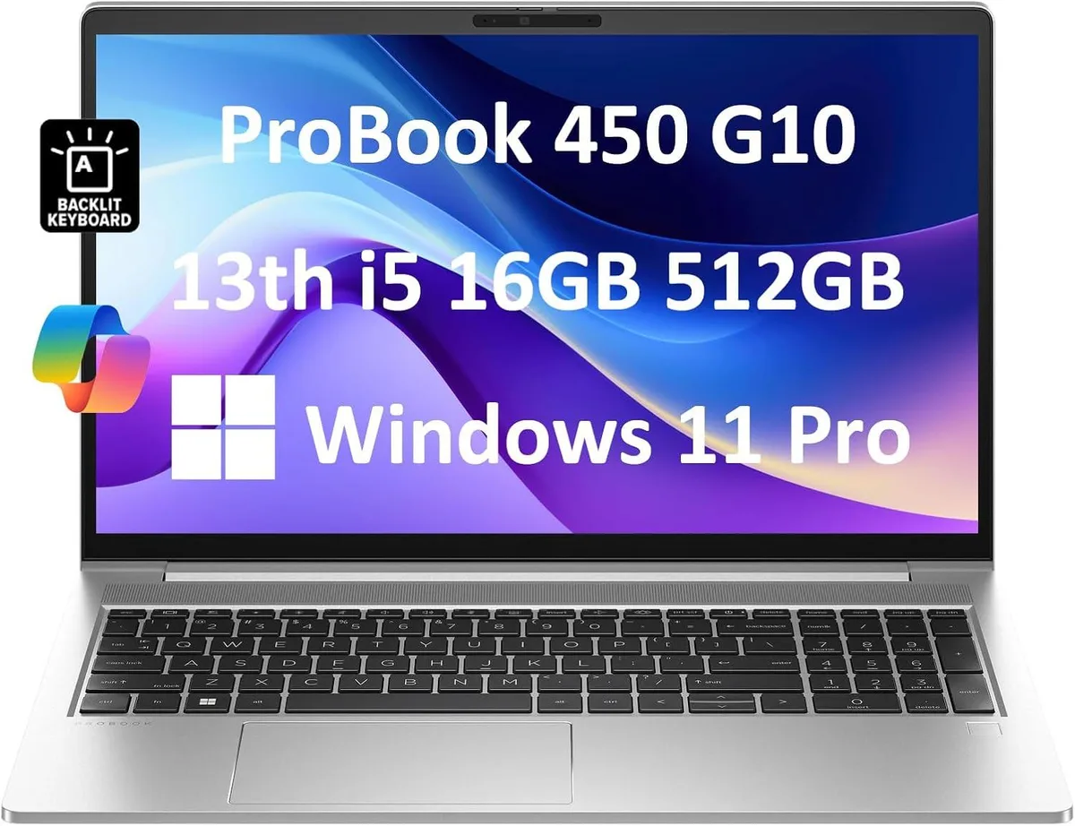 HP HP ProBook 450 G10 laptop 15.6 FHD i5-1334U 16GB 512GB Silver — product photo
