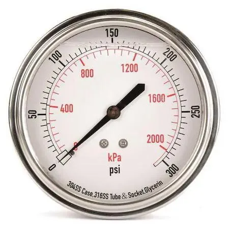 Value Brand Value Brand Pressure Gauge Liquid Filled 300 304 Stainless Steel — product photo