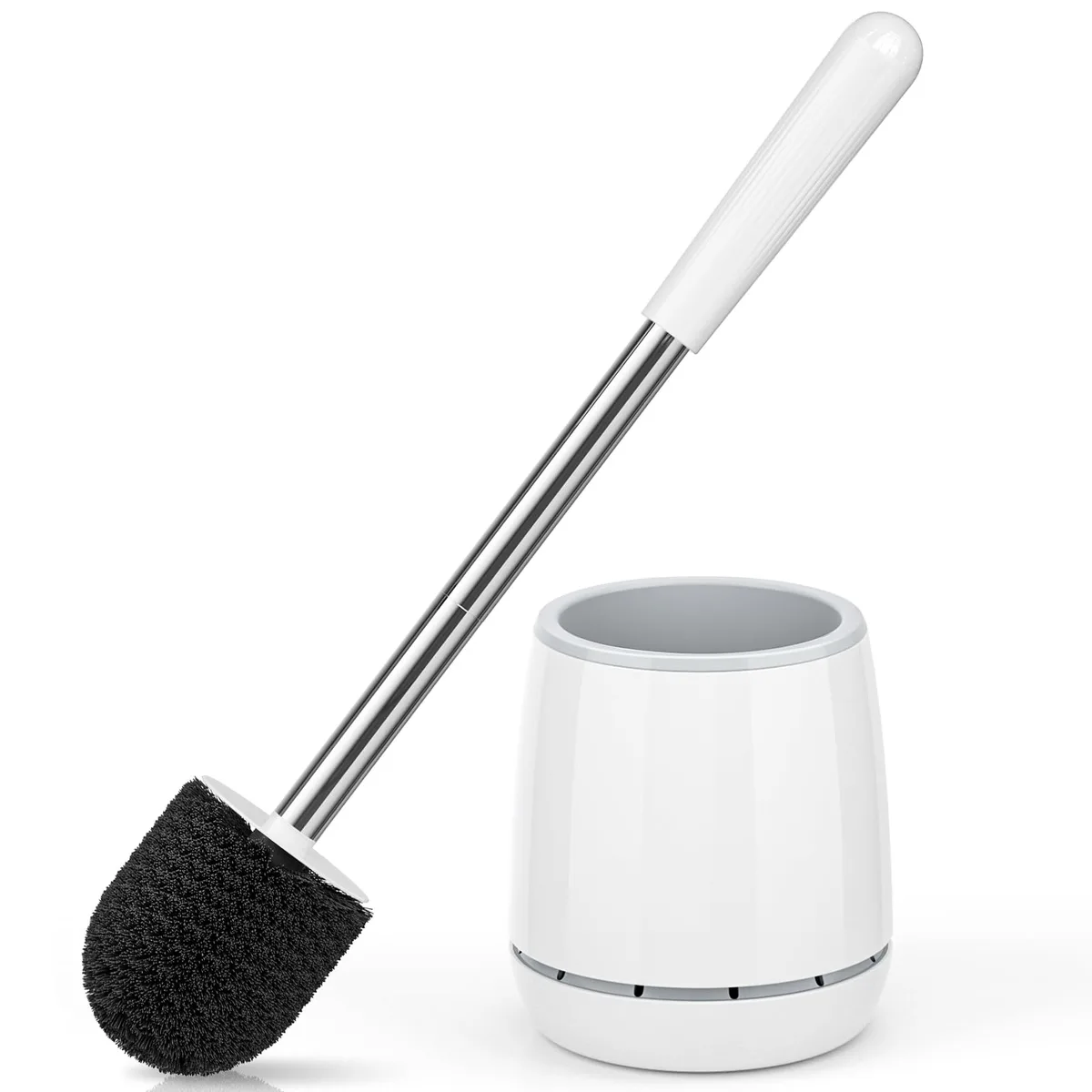 LOVLOY Toilet Brush and Holder Set 304 Stainless Steel 16" White — product photo