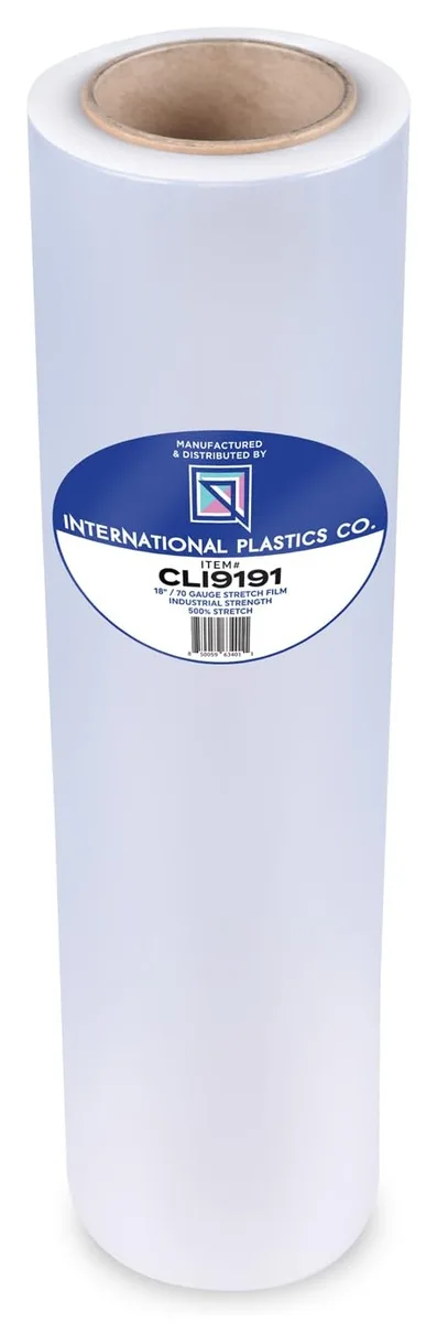 Clear plastic stretch film roll 18 inch wide 1500 feet on 3 inch core