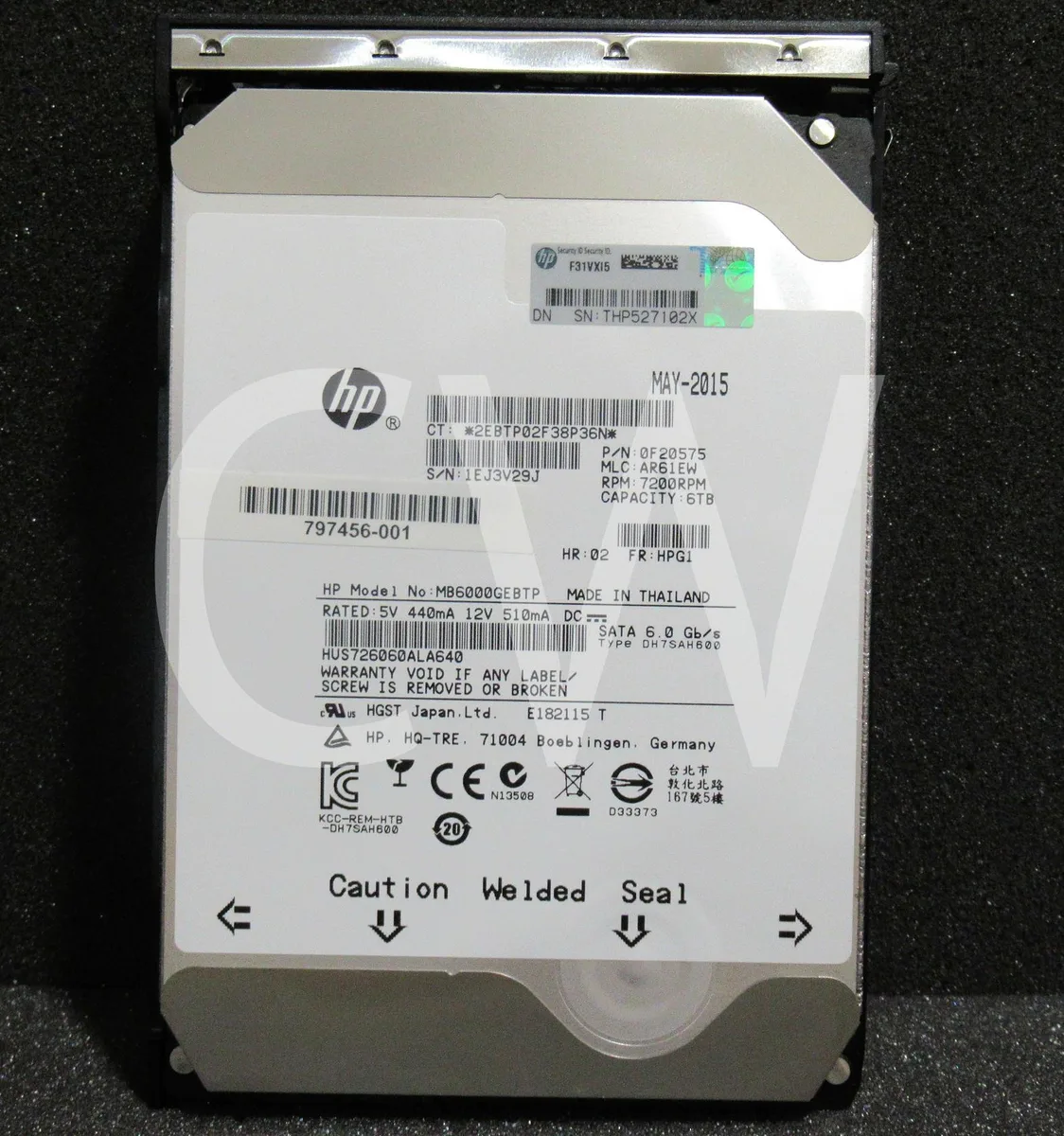 HP HP 6TB 7200RPM SATA 3.5" internal hard drive MB6000GEBTP — product photo