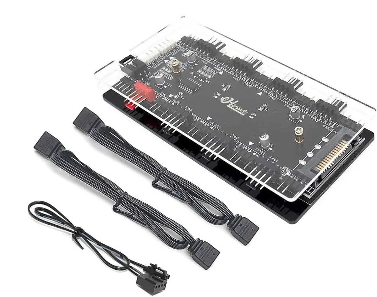 Vszerda Vszerda 12V 4pin to 5V 3pin ARGB PWM Hub 8 Ports SATA Powered — product photo
