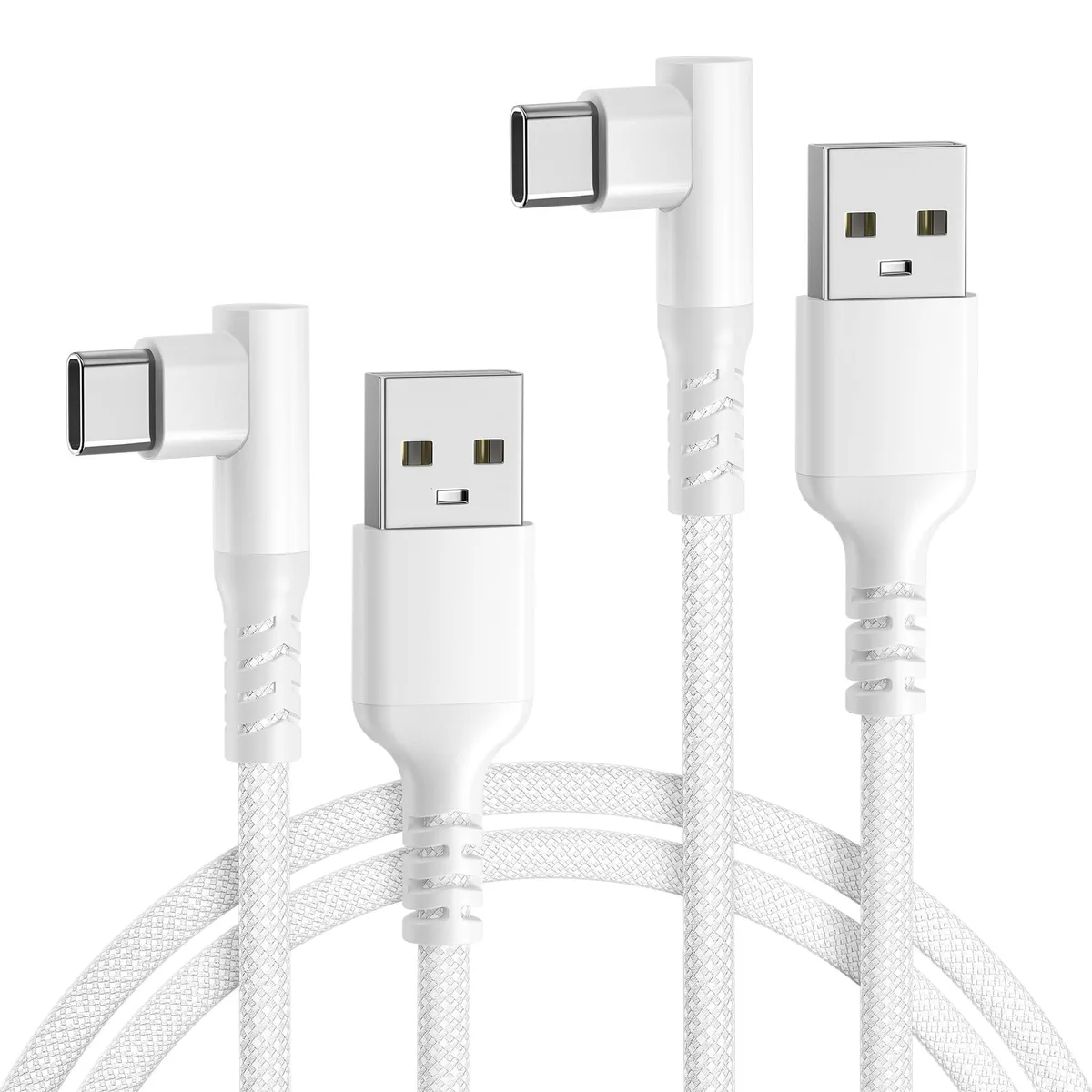  Basesailor ANGLED USB-C Right Angle Cable 6.6ft 2-Pack White — product photo