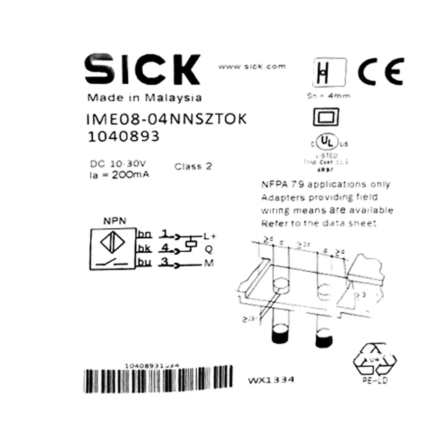 Sick Sick IME08-04NNSZTOK Inductive Proximity Sensor NPN 4 mm M8 — product photo