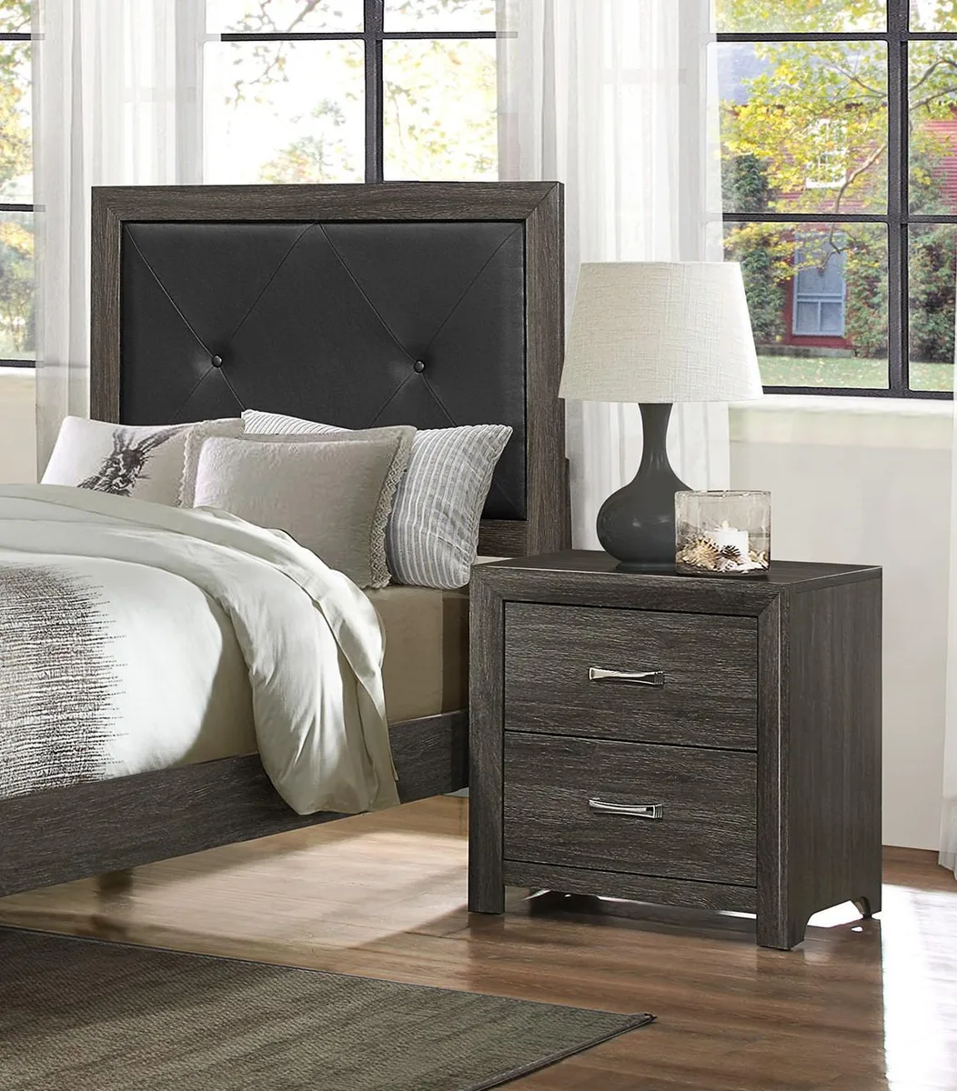 tuphen tuphen Edina Nightstand Dark Gray 23.5x16.5x24.5 2-Drawer — product photo