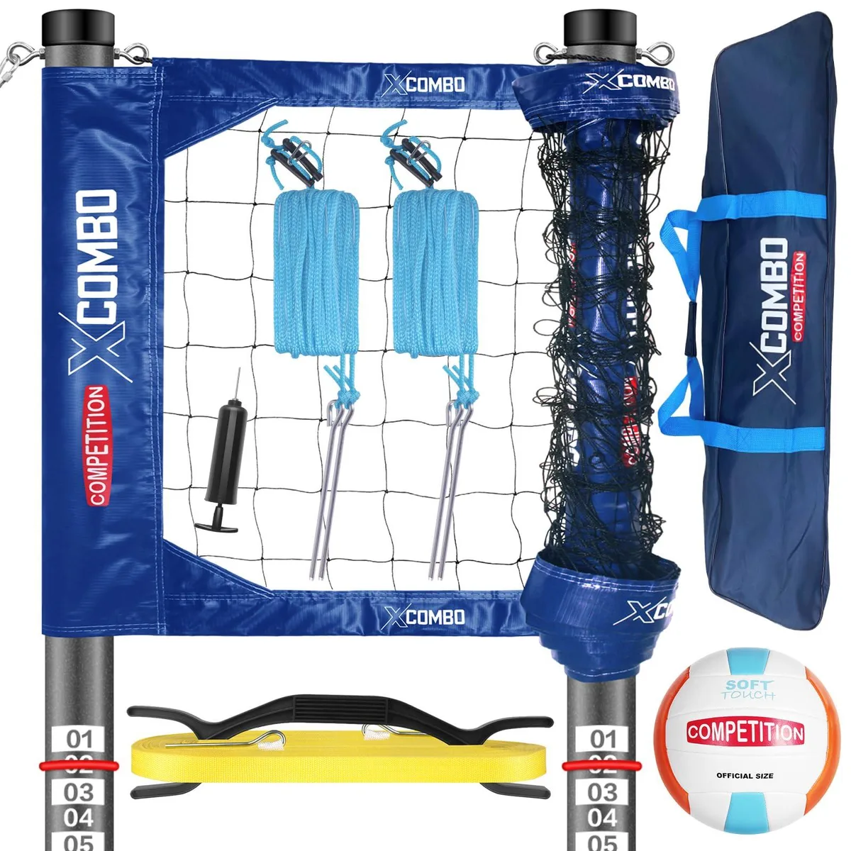  JOLORLY Professional Volleyball Net Set 32' x 3' Blue — product photo