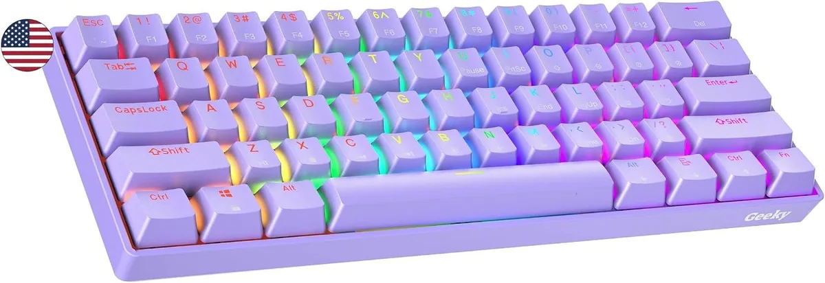 TUKO TUKO GK61 60% Hot Swappable Gaming Keyboard Lavender Speed Yellow 61 Keys — product photo