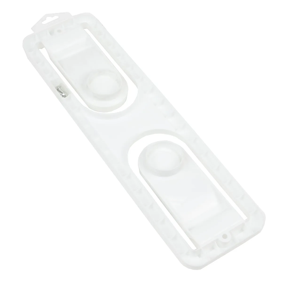 White plastic paper towel holder, 12.5 inches long, under-cabinet mount