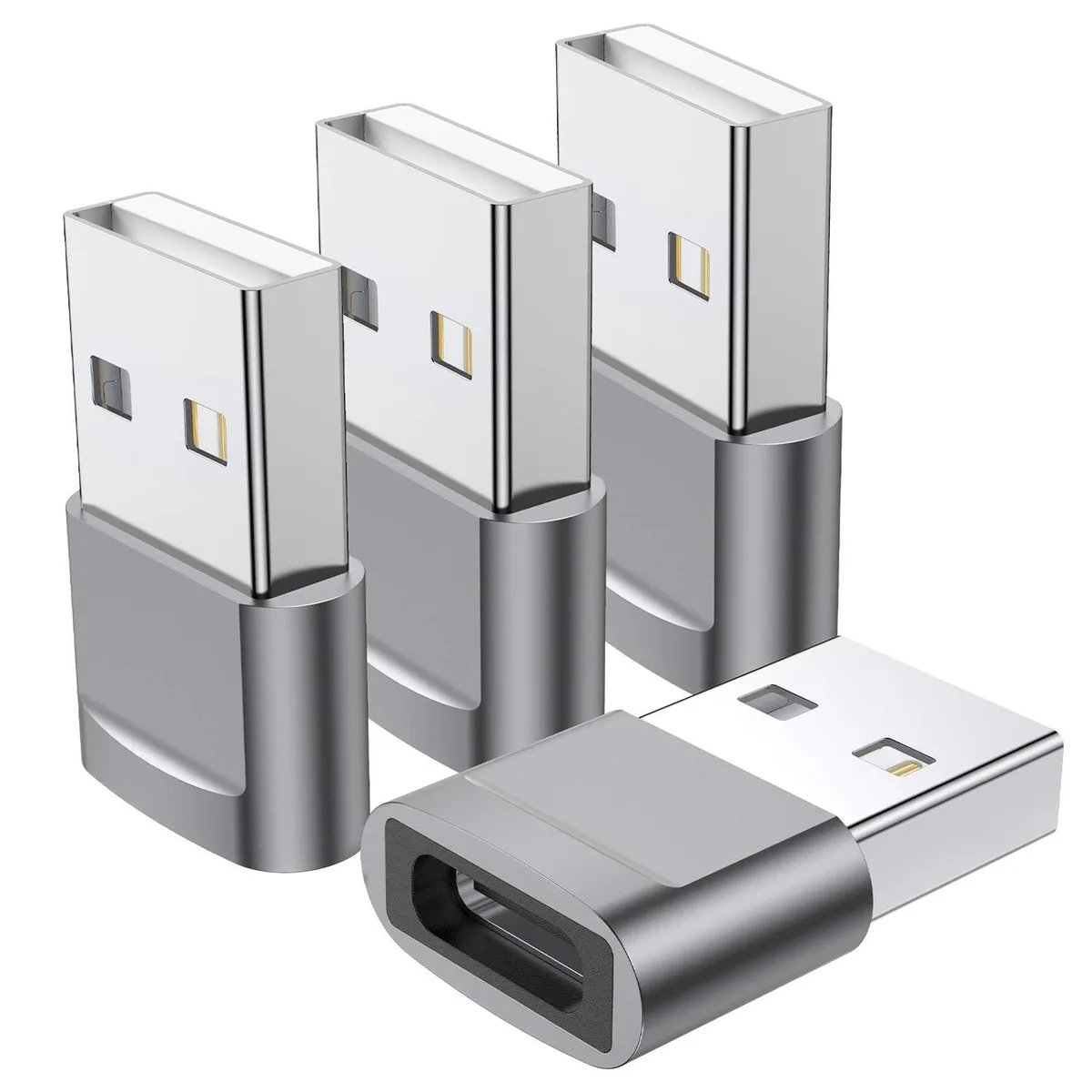  QianLink Plusysee USB-C Female to USB-A Male Adapter 4-Pack Grey USB 2.0 480 Mbps — product photo