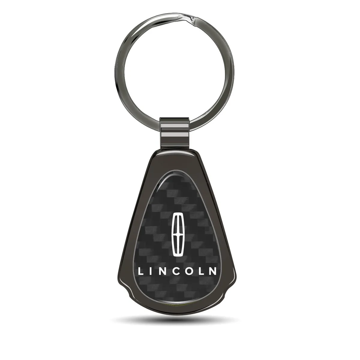 iPick Image, LLC iPick Image, LLC Lincoln Logo Real Black Carbon Fiber Gunmetal Black Metal Teardrop Key Chain — product photo
