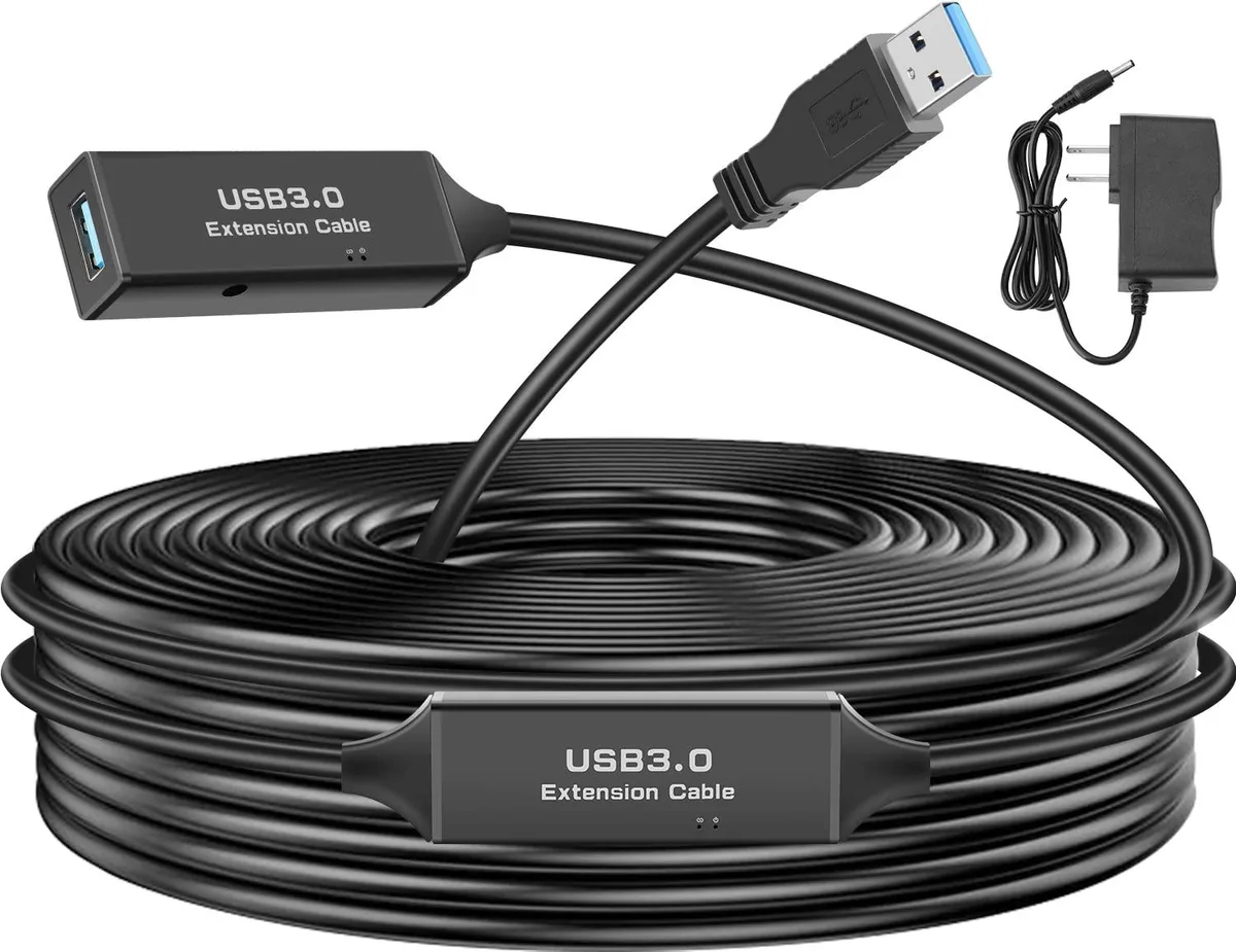 BUCIER BUCIER USB 3.0 Active Extension Cable Type A Male to Female 32.8 Feet with 5V 2A Power Adapter — product photo