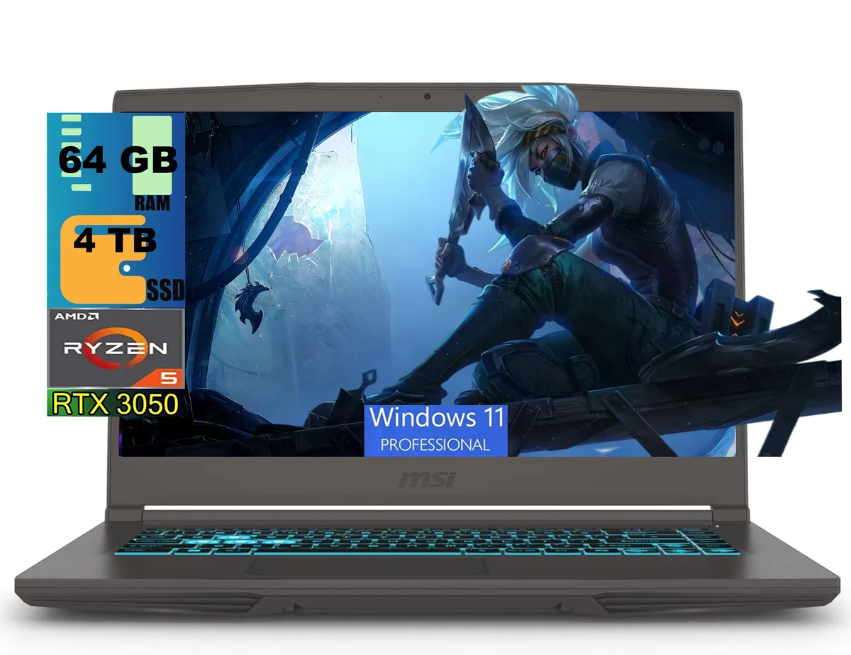 MSI MSI Thin A15 gaming laptop Ryzen 5 7535HS RTX 3050 64GB 4 TB 15.6 144Hz Pro — product photo
