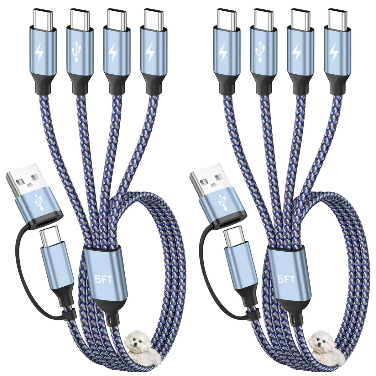 Jogrytece SXUS-4CBLUE-2 USB-C splitter cable 4 ports blue grey — product photo