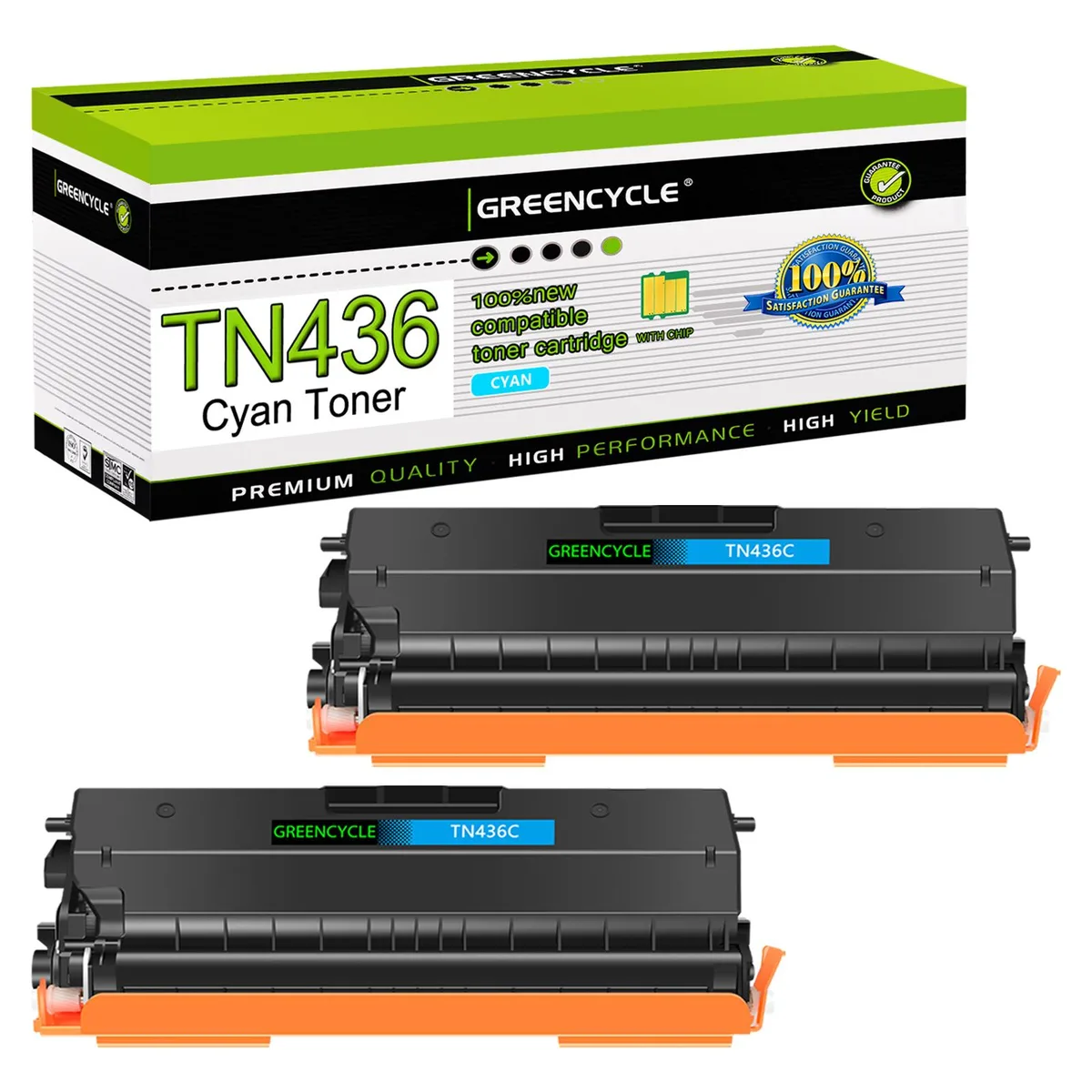 GREENCYCLE GREENCYCLE TN436 Cyan Toner Cartridge 2 Pack 6500 Pages — product photo
