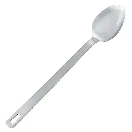 Stainless steel solid basting spoon, 15 inches long, silver finish