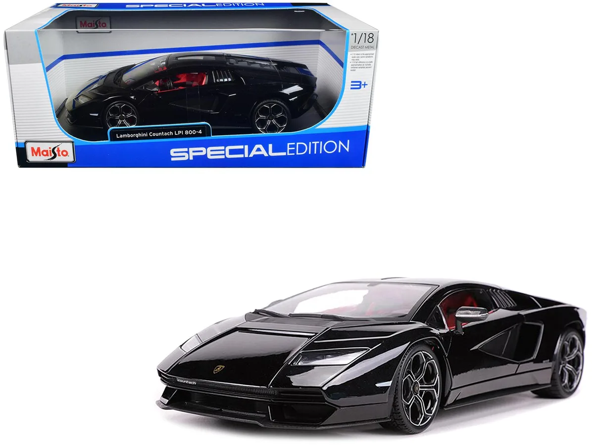 Maisto Maisto Lamborghini Countach LPI 800-4 Black with Red Interior Special Edition 1/18 Diecast Hobby Collectible — product photo