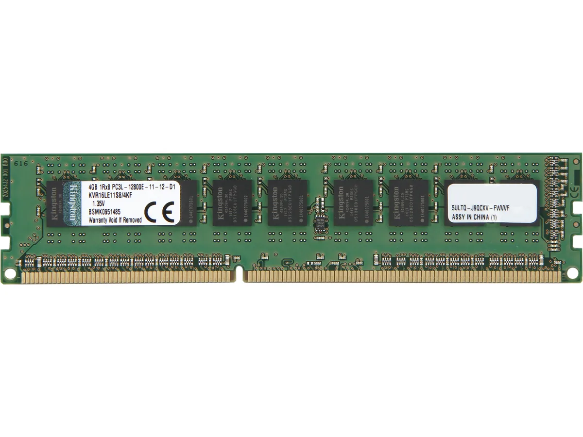 Kingston Technology Corp. Kingston Technology Corp. KVR16LE11S8/4KF 4GB DDR3 1600 ECC CL11 1.35V server RAM — product photo