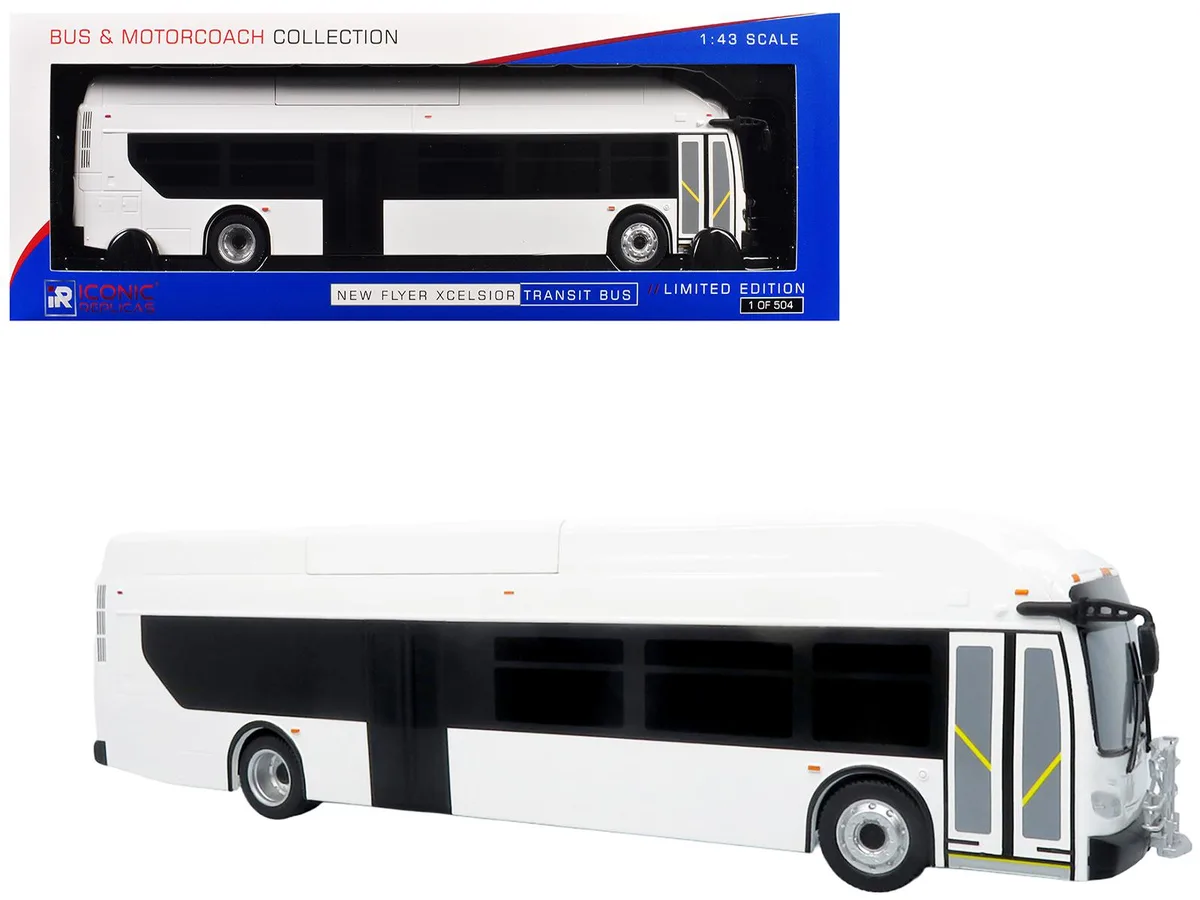 Iconic Replicas Iconic Replicas New Flyer Xcelsior Transit Bus Bank White Limited Edition 1/43 504 pcs — product photo
