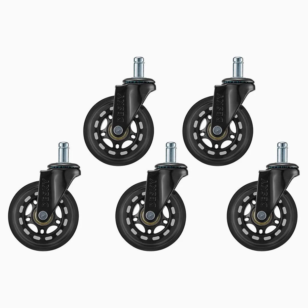 Desky Desky Office Chair Caster Wheels 11 mm Stem Set of 5 Black — product photo