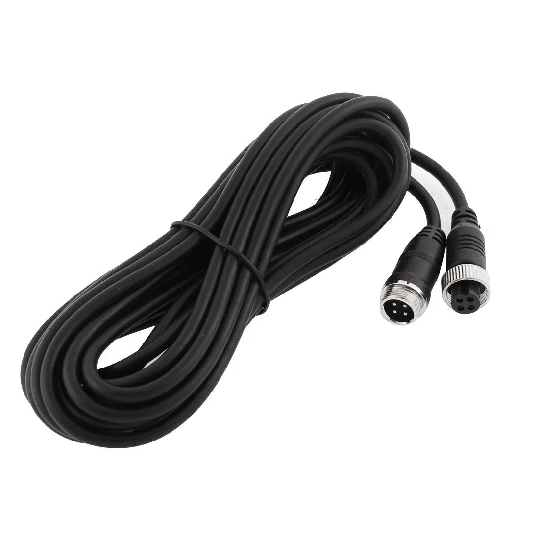 Black 16ft 4-pin aviation extension cable with threaded waterproof connectors