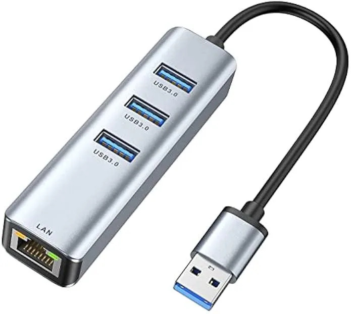 TAURKENAM TAURKENAM USB 3.0 Ethernet Adapter Hub 3 Ports Gigabit RJ45 AX88179A — product photo
