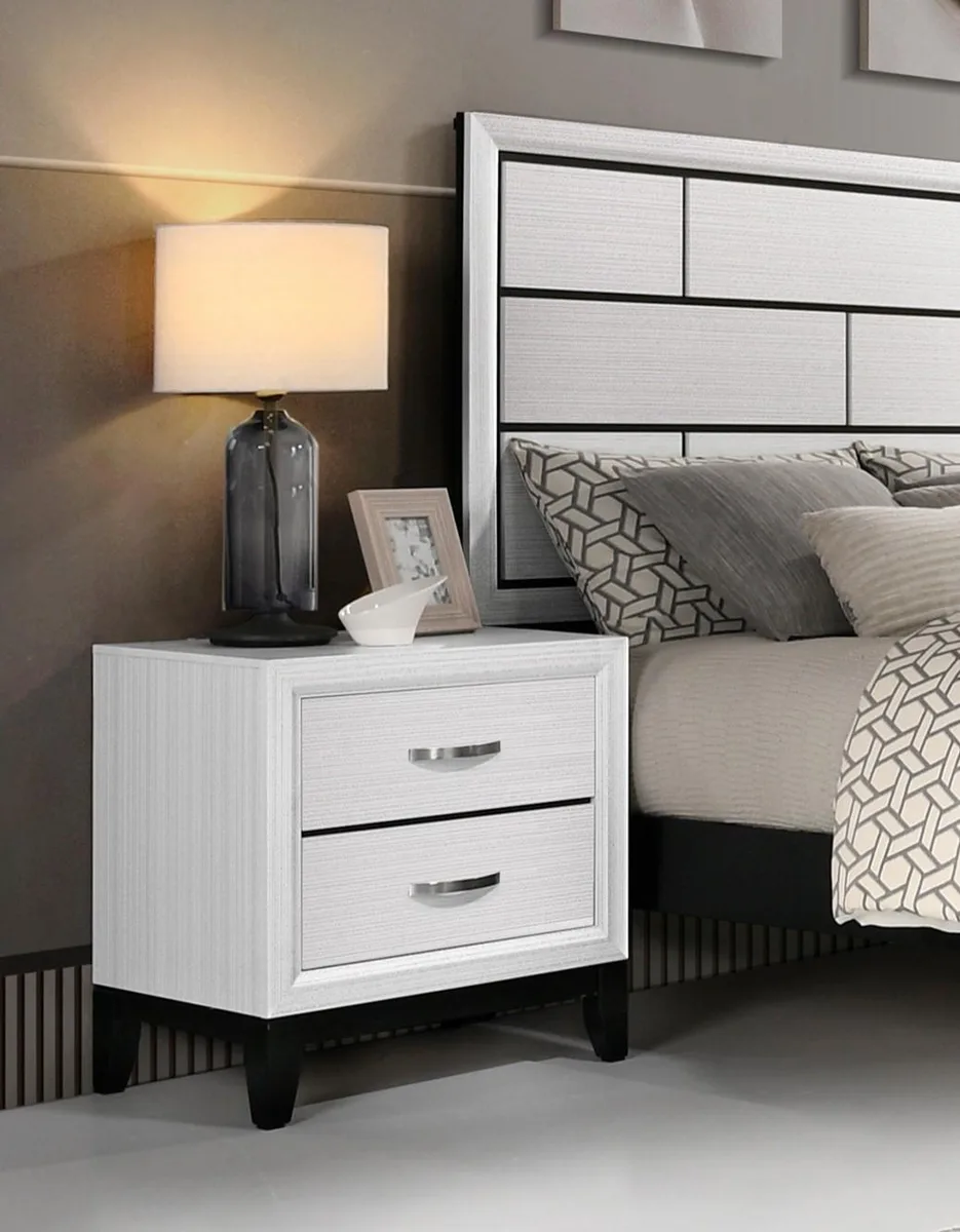 tuphen tuphen Modern Contemporary White Nightstand 2 Drawers 23.5" x 16.5" x 25"H — product photo
