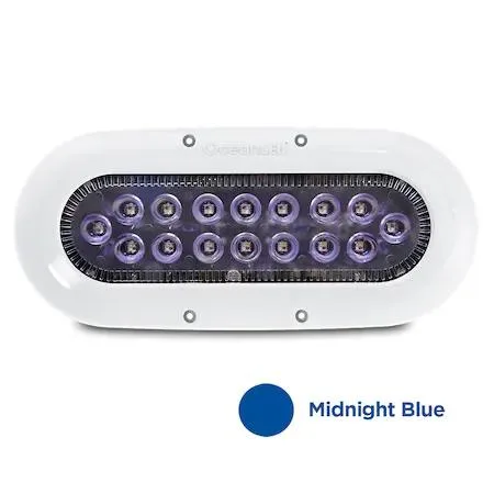 OceanLED X-Series X16 blue underwater light, low-profile transparent housing