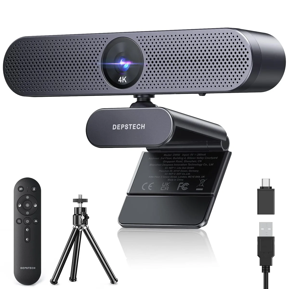 KEHIPI KEHIPI DW50 Pro 4K webcam with remote, grey — product photo