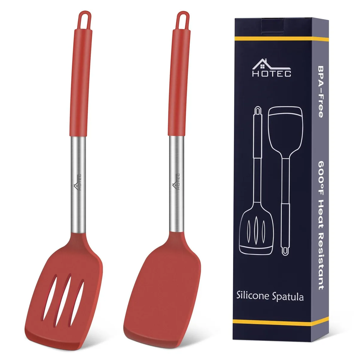  HOTEC GC-R02 Silicone Spatula Set of 2 13.7 inch Red — product photo