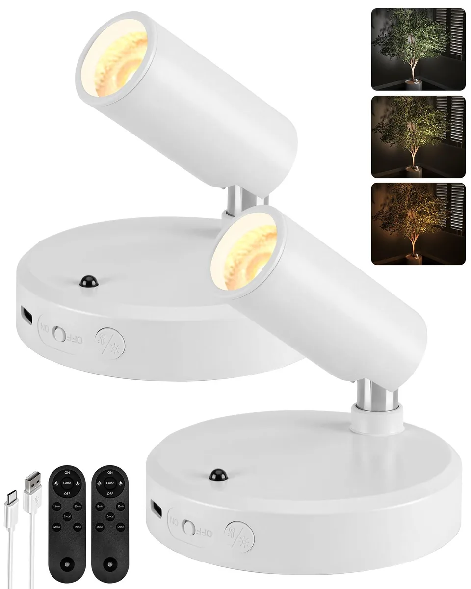 Two small black rectangular spotlights with adjustable heads, shown as a pair