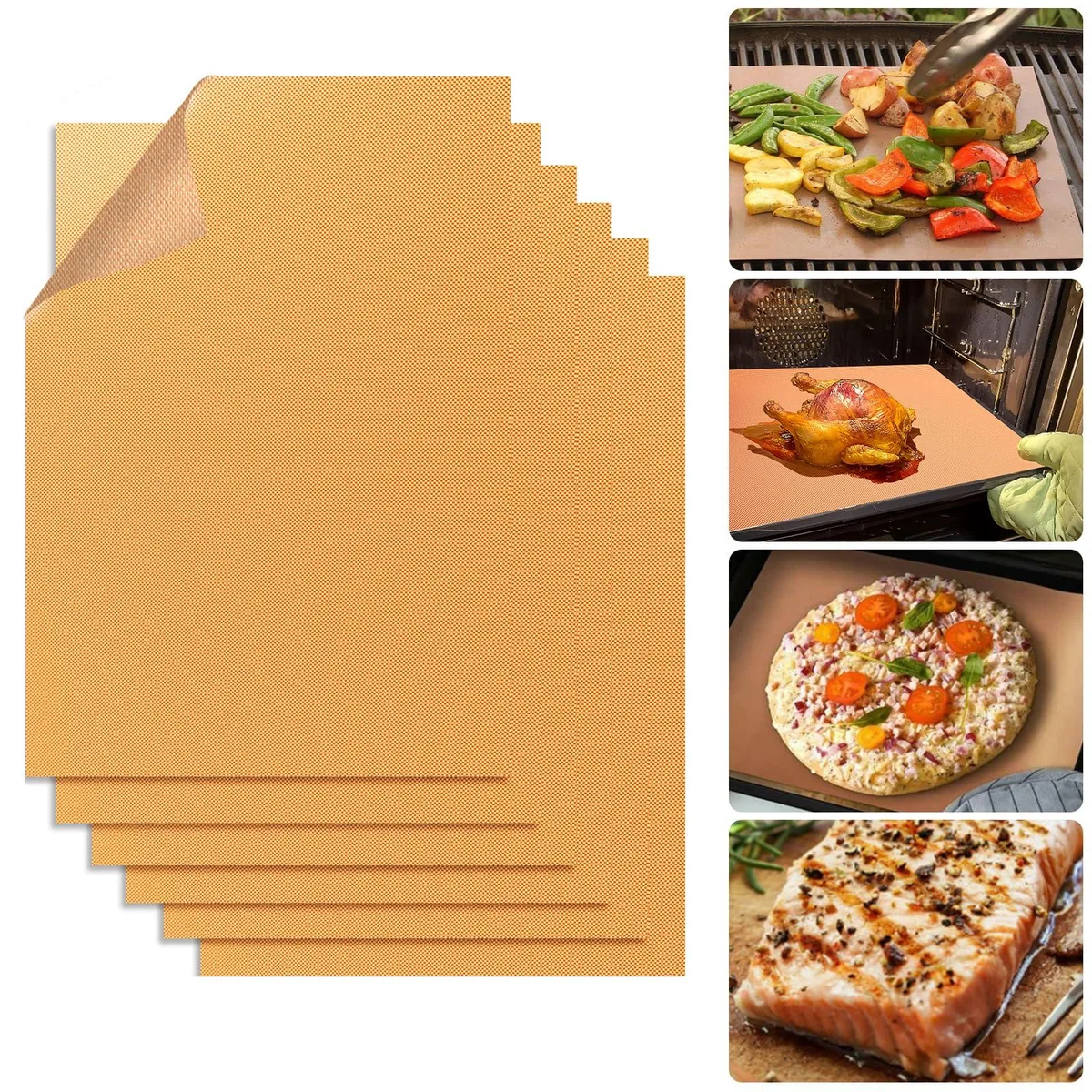  Healthy Living Copper Grill Mats 6 Pack 15.75 x 13 Inch — product photo