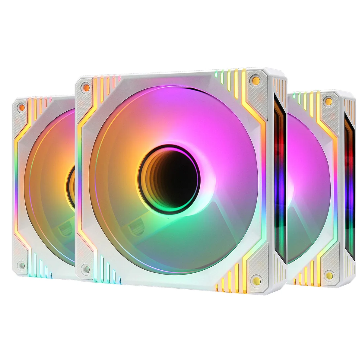 PANO-MOUNTS PANO-MOUNTS 120mm Infinity Mirror RGB Case Fan 1200RPM White 3-Pack — product photo